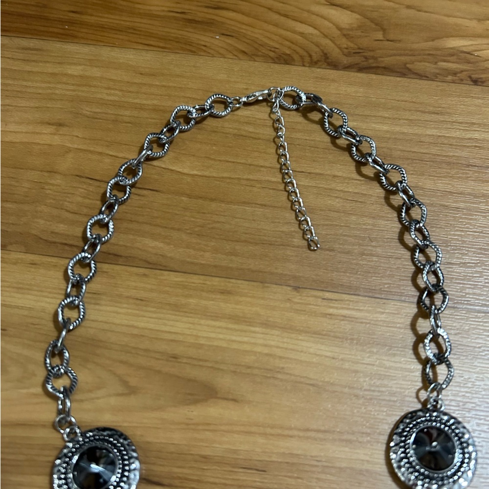 Silver Rhinestone Statement Necklace - Picture 3 of 3